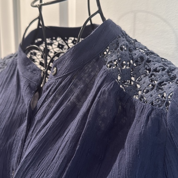 Free people oversized button down long sleeve lace blouse - Picture 5 of 6